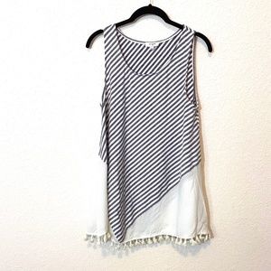 Umgee Diagonal Stripe Tassel Tank